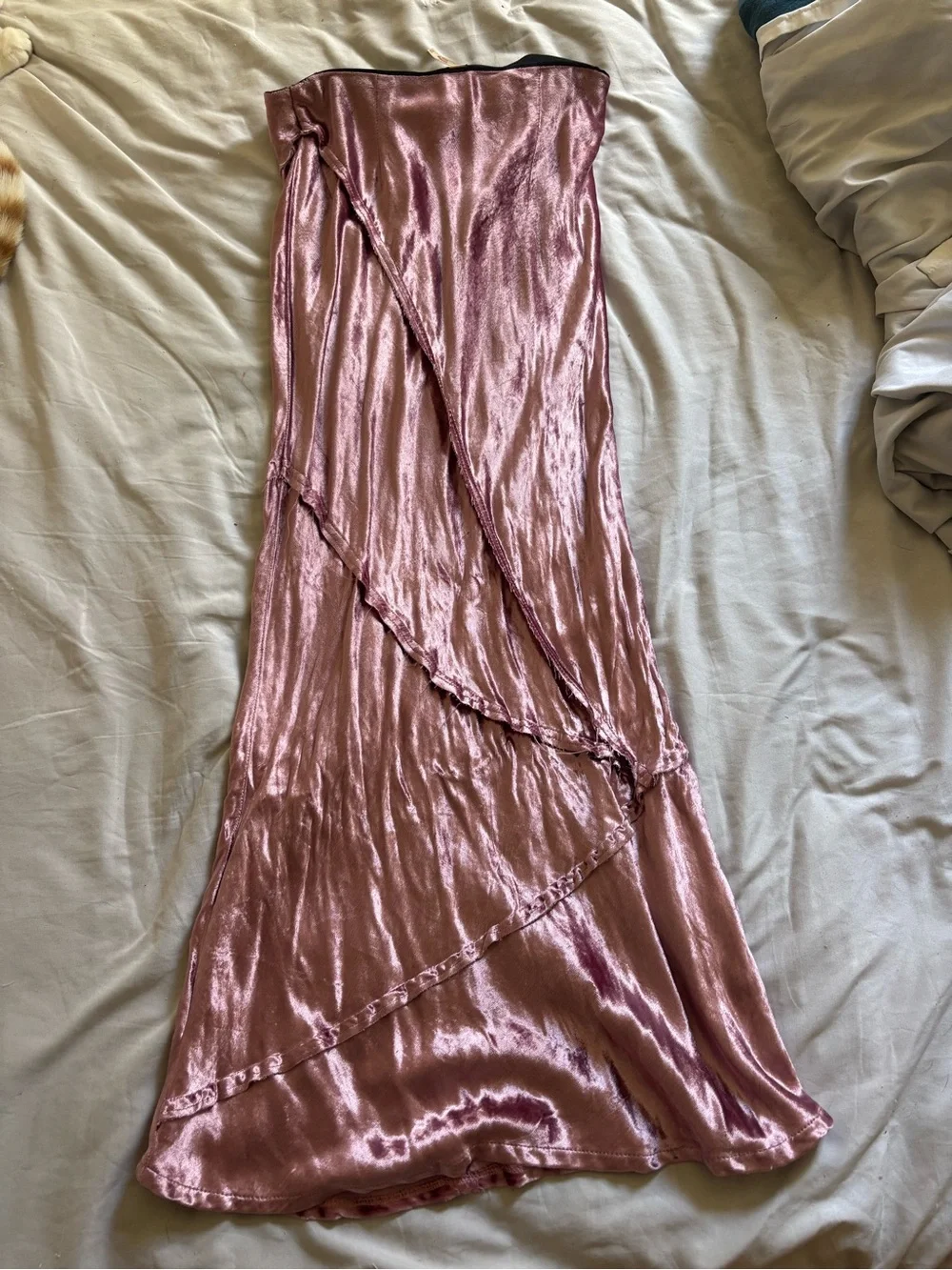 Free People Solid Serious Swagger Crushed Velvet Maxi Skirt Pink sz xs